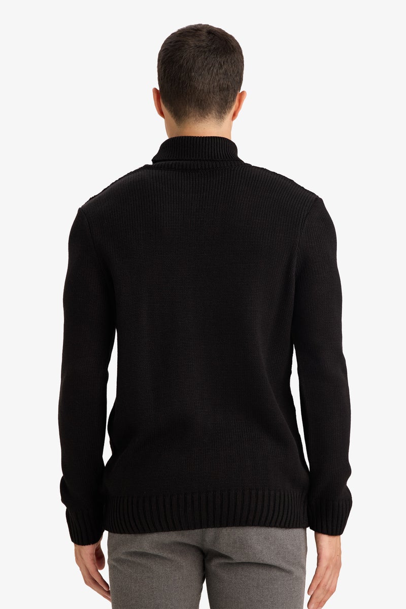 DeFacto Black Man Standard Fit Turtleneck Knitwear Pullover Casual - Image 5